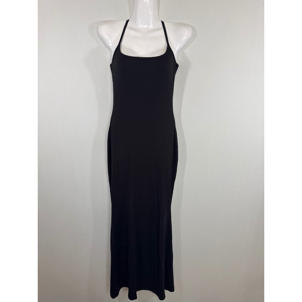 Quince Black‎ Ribbed Racerback Maxi Dress Women MED NEW Preppy Casual Minimalist